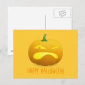Angry Pumpkin Yellow achtergrond Briefkaart (Voorkant / Achterkant)