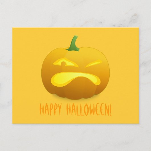 Angry Pumpkin Yellow achtergrond Briefkaart (Voorkant)