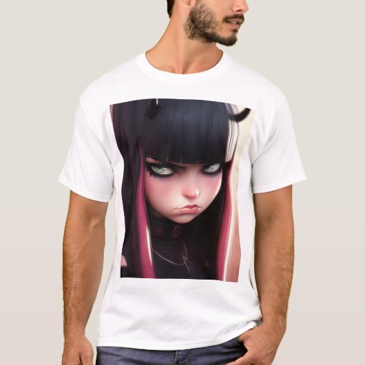 Angry Punk Rocker Meisje T-shirt (Voorkant)