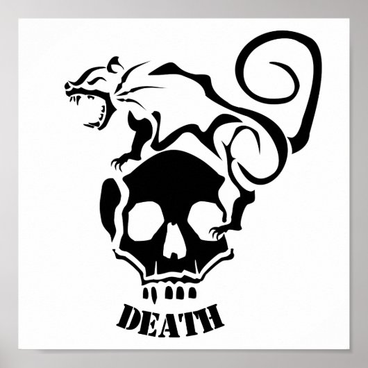 Angry Rat op een boze schedel Poster (Voorkant)