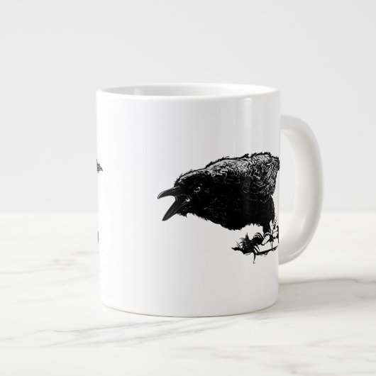 Angry Raven in Black Pick Your Background Grote Koffiekop (Voorkant rechts)