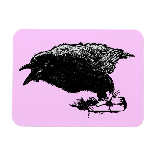 Angry Raven in Black Pick Your Background Magneet (Horizontaal)