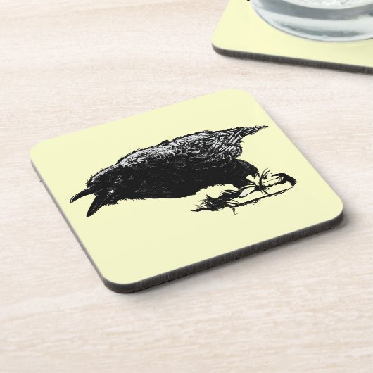 Angry Raven in Black Pick Your Background Onderzetter (Linkerzijde)