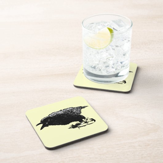 Angry Raven in Black Pick Your Background Onderzetter (Rechterzijde)