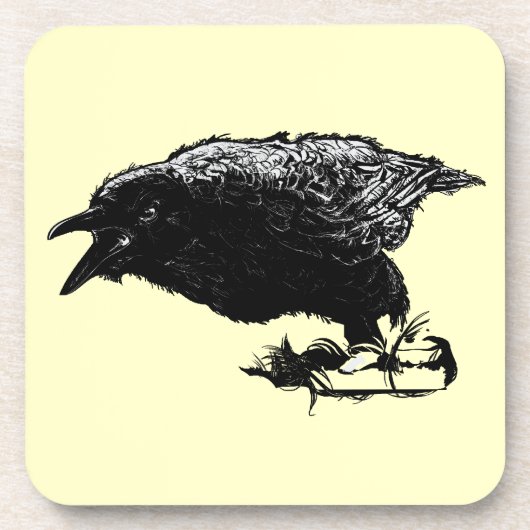Angry Raven in Black Pick Your Background Onderzetter (Voorkant)