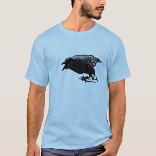 Angry Raven in Black Pick Your Background T-shirt (Voorkant)