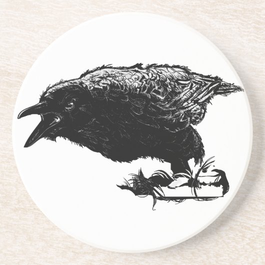 Angry Raven in Black Pick Your Background Zandsteen Onderzetter (Voorkant)