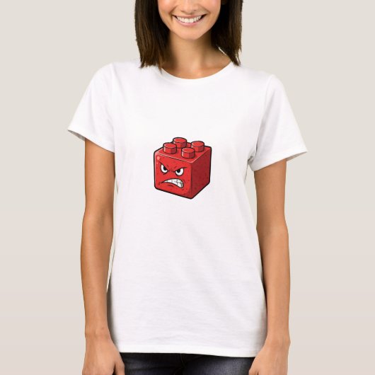 Angry Red Building Brick Character Illustration T-shirt (Voorkant)