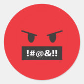 Angry Red Face Cursing Emoji Ronde Sticker (Voorkant)