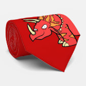 Angry Red Triceratops - Stropdas (Opgerold)