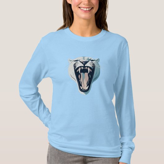 Angry Roaring Tiger Face Design T-shirt (Voorkant)