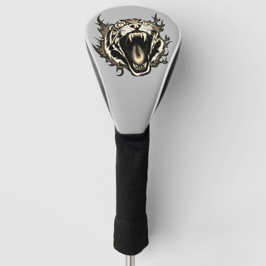 Angry Roaring Tiger Face Golfheadcover (Voorkant)