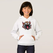 Angry Roaring Tiger Face Hoodie (Voorkant volledig)