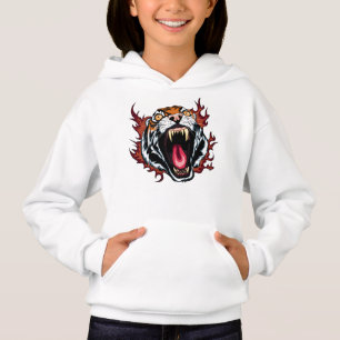 Angry Roaring Tiger Face Hoodie