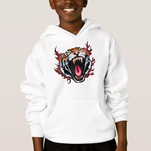 Angry Roaring Tiger Face Hoodie (Voorkant)