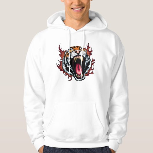 Angry Roaring Tiger Face Hoodie (Voorkant)