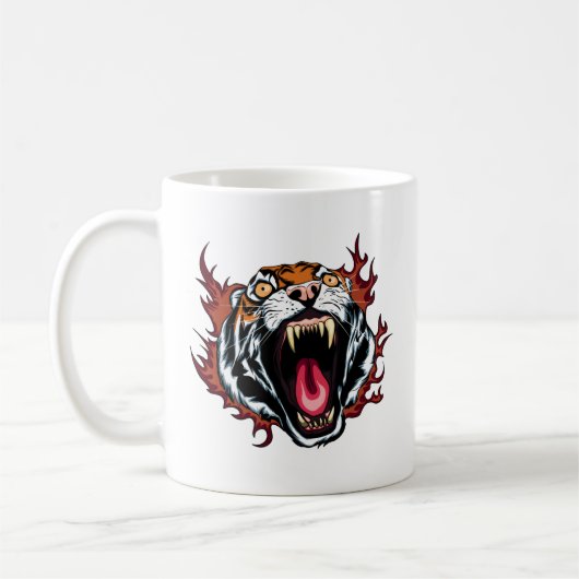 Angry Roaring Tiger Face Koffiemok (Links)