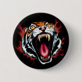Angry Roaring Tiger Face Ronde Button 5,7 Cm (Voorkant)