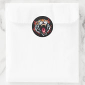 Angry Roaring Tiger Face Ronde Sticker (Tas)