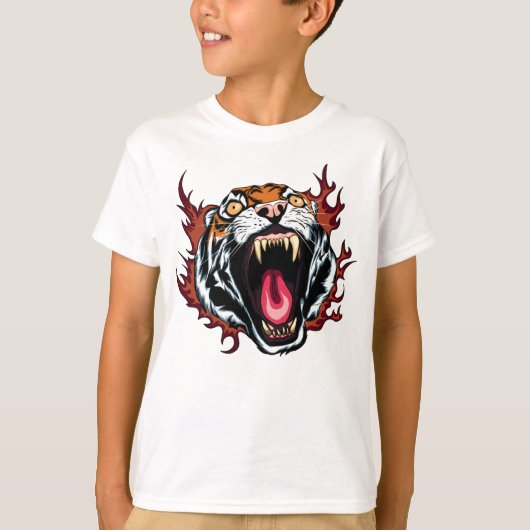 Angry Roaring Tiger Face T-shirt (Voorkant)