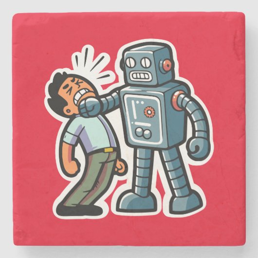 Angry Robot Stenen Onderzetter (Voorkant)