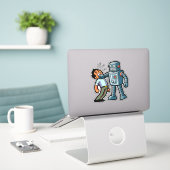 Angry Robot Sticker (Laptop op bureau)