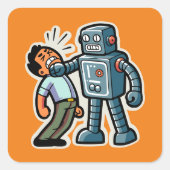 Angry Robot Vierkante Sticker (Voorkant)
