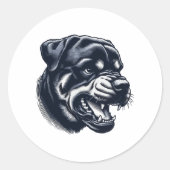 Angry Rottweiler Dog – Bold Guard Dog Artwork Ronde Sticker (Voorkant)