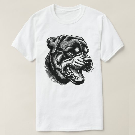 angry Rottweiler dog face- line art T-shirt (Design voorkant)