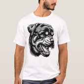 angry Rottweiler dog face- line art T-shirt (Voorkant)