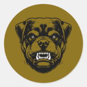 Angry Rottweiler Head Sketch Ronde Sticker (Voorkant)