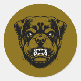 Angry Rottweiler Head Sketch Ronde Sticker