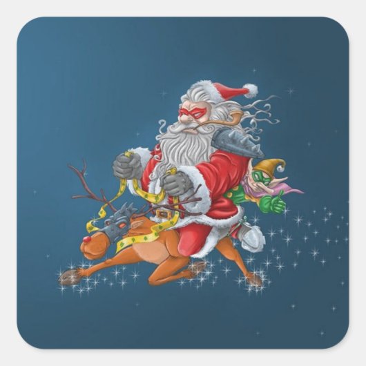 Angry Santa Claus Vierkante Sticker (Voorkant)
