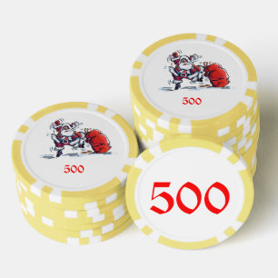 Angry Santa geel 500 gestreepte poker chip