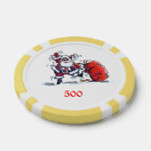 Angry Santa geel 500 gestreepte poker chip (Enkel)