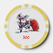 Angry Santa geel 500 gestreepte poker chip (Voorkant)