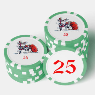 Angry Santa groen 25 gestreepte poker chip