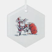 Angry Santa hexagon glass ornament (Voorkant)