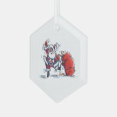 Angry Santa hexagon glass ornament (Voorkant links)