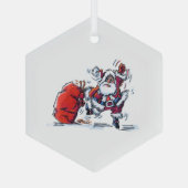 Angry Santa hexagon glass ornament (Achterkant)