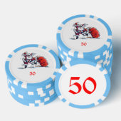 Angry Santa licht blauw 50 gestreepte poker chip (Opstapeling)
