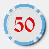 Angry Santa licht blauw 50 gestreepte poker chip (Achterkant)