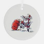 Angry Santa round glass ornament (Achterkant)