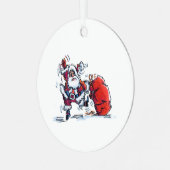 Angry Santa round metal ornament (Voorkant links)