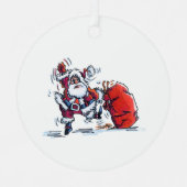 Angry Santa round metal ornament (Voorkant)