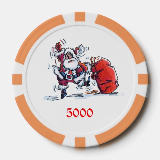 Angry Santa sinaasappel 5000 gestreepte poker chip (Voorkant)