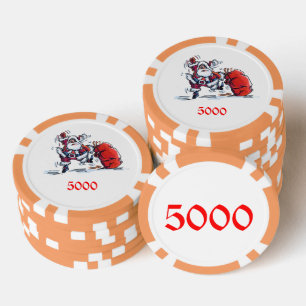 Angry Santa sinaasappel 5000 gestreepte poker chip