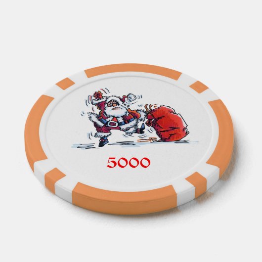 Angry Santa sinaasappel 5000 gestreepte poker chip (Enkel)