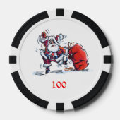 Angry Santa zwart 100 gestreepte poker chip (Voorkant)