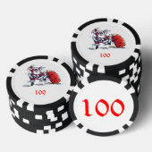Angry Santa zwart 100 gestreepte poker chip (Opstapeling)